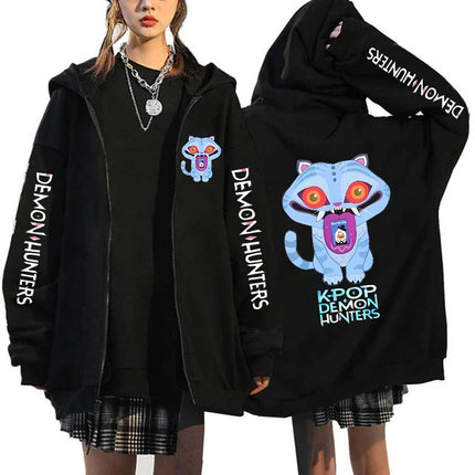 Hot Movie Kpop Demon Hunters Saja Boys Tigers Zip Up Hoodies Women Men Funny Zipper Sweatshirts Y2k Clothes Mange Vintage Hoody