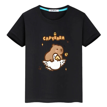t shirt for kids boy10year Capybara print 100%Cotton anime Short y2k one piece Capybara Cute Tees Tops pride tshirt girl clothes