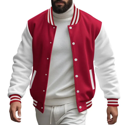 Men's Autumn and Winter Flight Jacket Baseball Jersey Velvet Loose Casual Stand-up Jacket Men Varsity Jacket Coat for Men