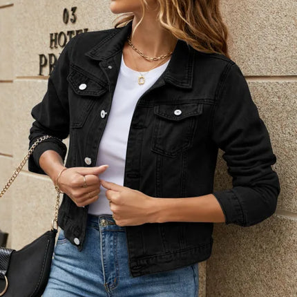 New Long Sleeve winter Slim White Black Jeans Top For Women Solid Denim Jacket Women Short Overcoat Ladies Jackets Tops