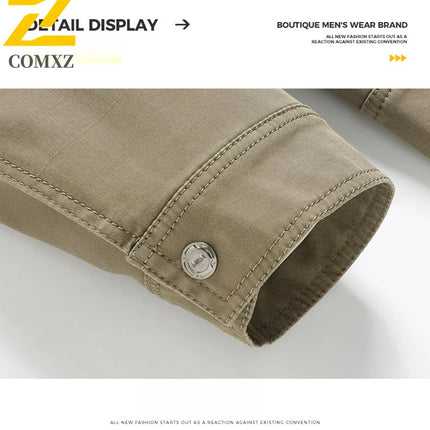 2025 High-end Men's Jacket Fashion Casual Cotton Comfortable Breathable Lapel Windproof Jackets Autumn Business Solid Color Coat