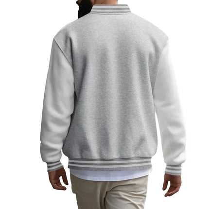 Men's Autumn and Winter Flight Jacket Baseball Jersey Velvet Loose Casual Stand-up Jacket Men Varsity Jacket Coat for Men