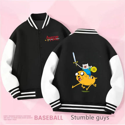Boys and Girls for Stylish Coat Kids Sanrio Fall/Winter Jacket Baseball Uniform Adventure Time Pattern Print Thick Warm