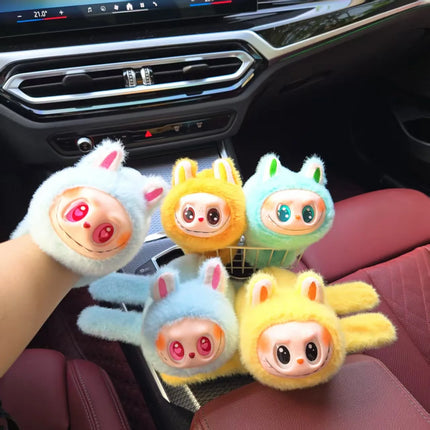 Labubu Plush Stuffed Toy Blind Box Speaking with Light up Snap Wrap Wristband Collectible Action Figure Cute Gift for All Ages