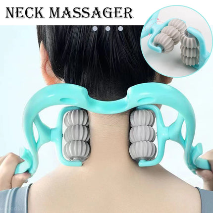 Cervical Massager Clip Neck Massage Artifact Six Wheel Neck Kneading Massager Manual Multifunctional Home Use Fatigue Relief