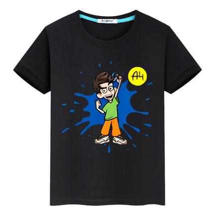 Влад А4 Бумага Kawaii 100% Cotton  T-shirt boys Tops y2k one piece мерч A4 pride tshirt Print Short anime Tees kids clothes girl