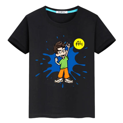 Влад А4 Бумага Kawaii 100% Cotton  T-shirt boys Tops y2k one piece мерч A4 pride tshirt Print Short anime Tees kids clothes girl