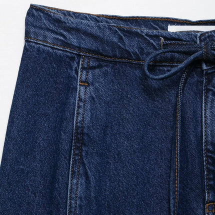 Summer Women's Suit Lace-up High-waisted Jeans Zipper Denim Jacket Top 2025 Casual Pants Set Women's Two Pieces set