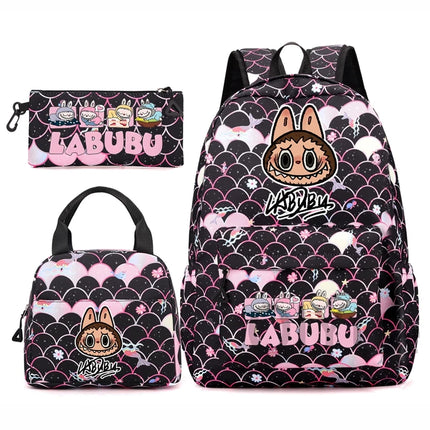 3Pcs/set Backpack for Girl School Teen Student Knapsack Women Rucksack with Lunch Bags Pencil Bag Fish Scale Style Bags