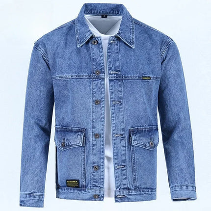 Male Jean Coats Blue Button Men's Denim Jacket Autumn Cheap Price Stylish New in Y2k One Piece of Fabric Low Cost Cowgirl Size L