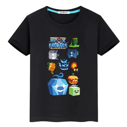 New Game Blox Fruits Short Tops 100%Cotton t shirt for kids boy 10years anime Tees pride tshirt y2k one piece kids clothes girls