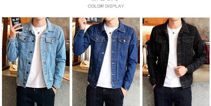 Black Men Denim Jacket, Single-breasted Lapel Coat, Fashionable Casual Tops, Dark Blue and Light Blue Can Be Selected,M-5XL