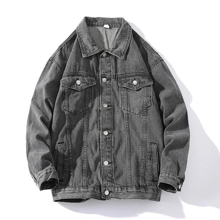 Fashion Casual Denim Jacket Men, Single-breasted Square Collar Long-sleeved Coat, Blue, Green, Gray, Black, Yellow, White,Purple