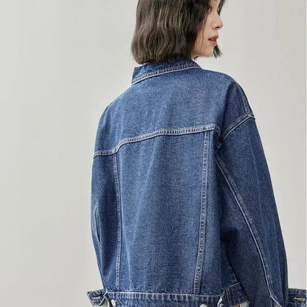 SENTUBILA Embroidery Cotton Denim Jackets for Women 2025 Spring Casual Short Denim Coat Female Long Sleeve Outerwear W43W56028