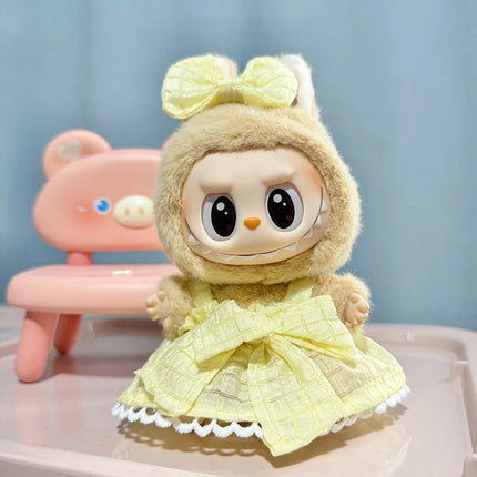 Labubu 15cm/17cm Doll Clothing Sitting Party Strawberry Tank Top Skirt Paired With Princess White Shoes Princess Baby Clothes