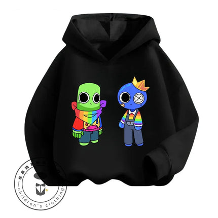 Rainbow Friends Cartoon Long Sleeve Hoodie with Cute Charming Designs Perfect Suitable for Suitable for Boys and Girls Aged 3-14