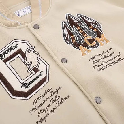 Trendy Soccer Fashion New Men's Embroidered Bomber Jacket Hip Hop Letter Splicing Leather Baseball Clothing Y2K Jacket
