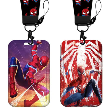 Disney Cartoon Marvel Spider Man Neck Strap Lanyard Card Sleeve ID Bus Subway Work Permit Chain Key Holder Cover Kids Gift