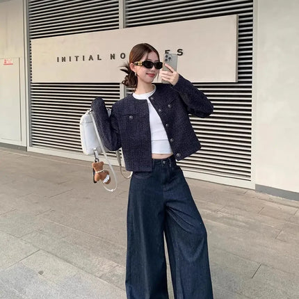 Short Sleeveless Crew Neck Jacket Women's Fashion Slim Fit High End Sensation Retro Ladylike Perfume Style Spring New Arrival