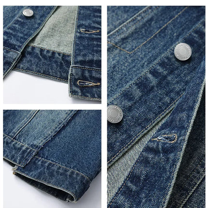 Women Retro Washed Denim Jacket Spring 2025 Oversized Drop Shoulder Loose Fit Casual Fashionable Lapel Collar Chic Jean Coat