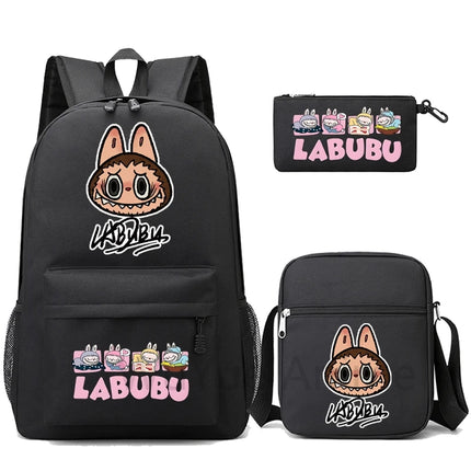 3Pcs/set Cartoon Printed Backpack Teenager Student Boy Girl Schoolbag Larger Capacity Bagpack Travel Bag Kid Gift Mochila
