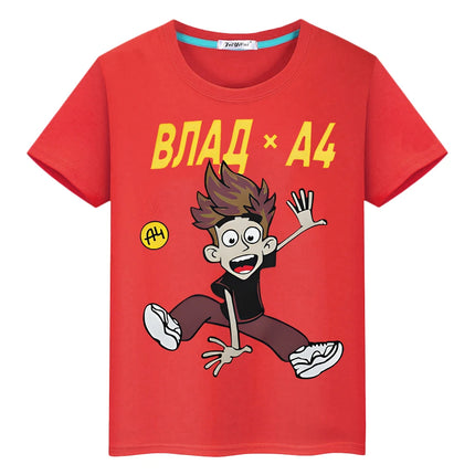 мерч A4 pride tshirt 100% Cotton Print T-shirt Kawaii Short y2k one piece Влад А4 Бумага anime Tees boys Tops kids clothes girl