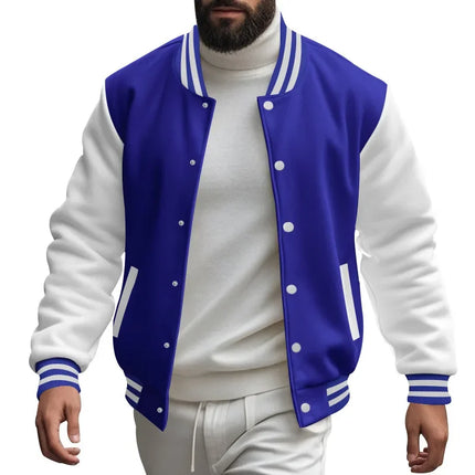 Men's Autumn and Winter Flight Jacket Baseball Jersey Velvet Loose Casual Stand-up Jacket Men Varsity Jacket Coat for Men