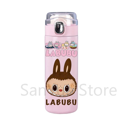 400Ml Water Bottle Cartoon Printed Thermos Cup Pocket Stainless Steel Thermal Coffee Mug Vacuum Insulated Flask Cup Kid Gift