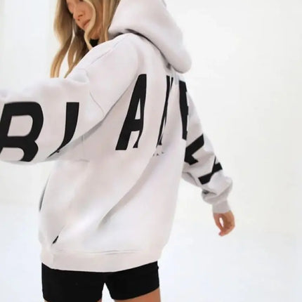 Letter Print Hoodies Women Fashion Long Sleeves Loose Hood Shirt High Street Winter Autumn Female Sweatshirts Casual Y2K Clothes