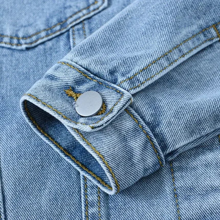 Vintage Women Jacket 2024 Autumn Winter Oversize Denim Jackets Washed Blue Jeans Coat Turn-down Collar Outwear Bomber Jacket
