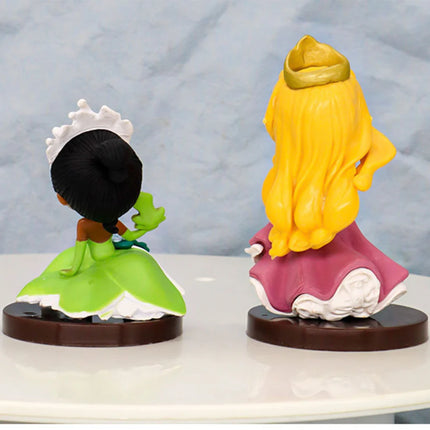 8pcs Disney high quality 8Pcs/Set Kawaii Q Snow White Princess Action Figure Ariel Belle Rapunzel Mermaid Toys Models Girls gift