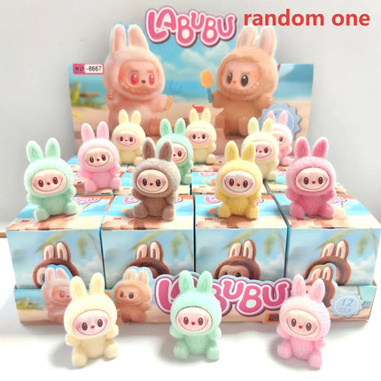 LABUBU Blind Box Trendy Cartoon Flocking LABUBU Cloth Diy Cute Desktop Car Three-dimensional Ornaments Pendant Decoration Gift