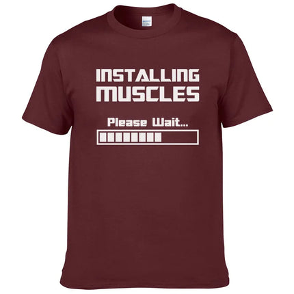 Summer New Tshirts Installing Muscles Please Wait Loading Bar Funny Print T Shirt Men Women  Cotton Short Sleeve Cool Tees #310