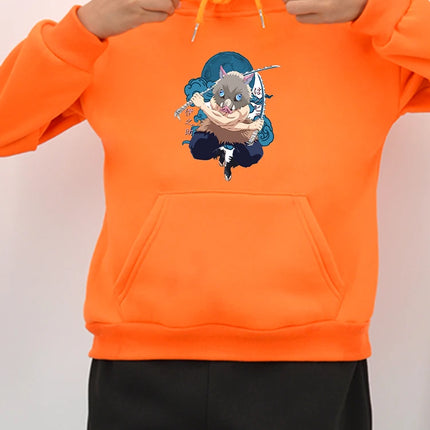 Cartoon Anime Inosuke Hashibira - Kimetsu No Yaiba Hoodie Sweatshirts Casual Children's Clothing for Boys Cut Kids Clothes Girls