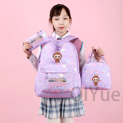 3Pcs/set Backpack for Girl School Teen Student Knapsack Women Rucksack with Lunch Bags Pencil Bag Fish Scale Style Bags