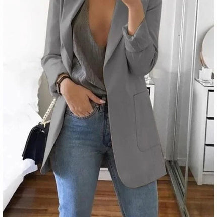 Women Lapel Slim Cardigan Suit Coat Fashion Casual Suit Polo Neck Slim Fit Blazer Long Sleeve Jacket Coat