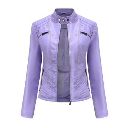 Faux Leather Jacket Women 2025 Spring Autumn Coat Moto Biker Zipper Jacket Woman Outerwears Black Brown Red Pink Coffee XS XXL