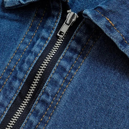 Casual Women's Polo Collar Denim Jacket Loose Long Sleeve Zipper Female Pullovers 2025 Spring Lady Fashion All-match Outwear