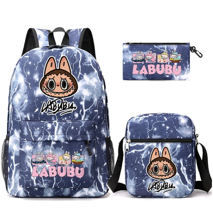 3Pcs/set Cartoon Printed Backpack Teenager Student Boy Girl Schoolbag Larger Capacity Bagpack Travel Bag Kid Gift Mochila
