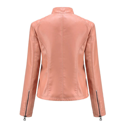 Faux Leather Jacket Women 2025 Spring Autumn Coat Moto Biker Zipper Jacket Woman Outerwears Black Brown Red Pink Coffee XS XXL