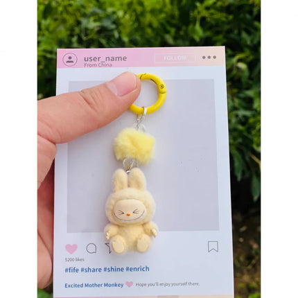 New Mini Standing and sitting postures Monster Car Keychain Flocking doll Bag Cell Phone Charm Pendant Backpack Decoration Gift