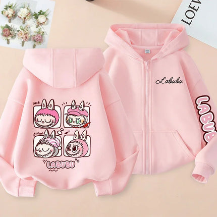 2025 Pop-mart Labubu Children's Coat Anime Cartoon Fashion Loose Coat Boys And Girls Autumn Hip-hop Sweatshirt Adult Clothing