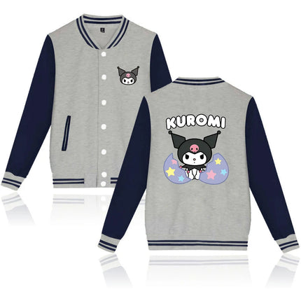 Kuromi Varsity Baseball Bomber Jackets Men Women Clothes Streetwear Kids Boys Girls Harajuku Jacket Single Coats