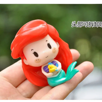 6pcs/set Cute Fairy Tale Princess Snow White Cinderella Bell Ariel Vinyl Figure Model Toys