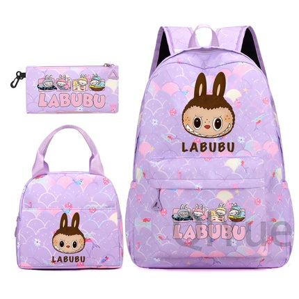 3Pcs/set Backpack for Girl School Teen Student Knapsack Women Rucksack with Lunch Bags Pencil Bag Fish Scale Style Bags