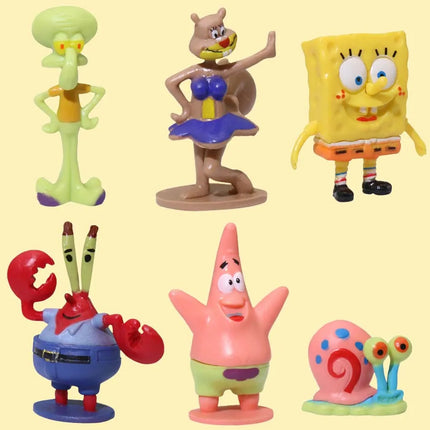 6~8pcs SpongeBob SquarePants Figure Bob Crab Boss Patrick Star Action Figures Patrick Star Anime Figurines Children Toys