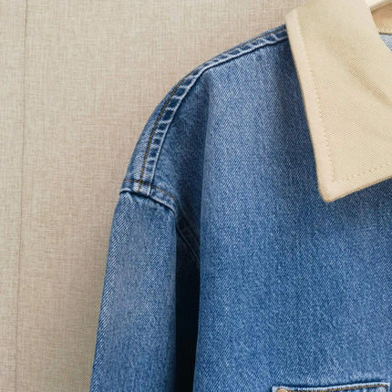 Rivet Pocket Splicing Denim Short Jacket Same as Celebrity 2025 Spring Outfit New Style Jackets for Women Coat for Women