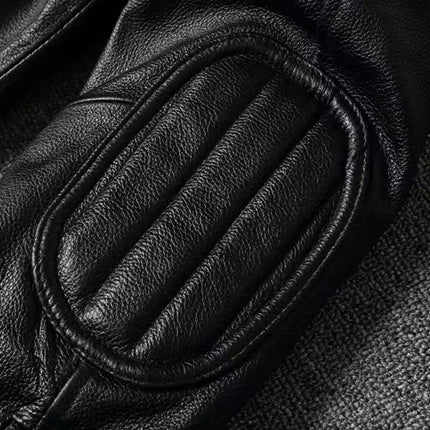 Vintage Black Brown Real Cowhide Genuine Leather Jacket Real Fur Men's Leather Jacket Bomber Men Leather Jacket Motorcycle Coat