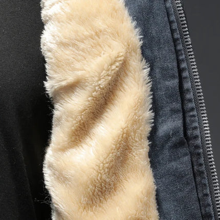 2023 Denim Jacket Men's Denim Jacket Mock Neck Zipper Slim Fit Blue Denim Jacket