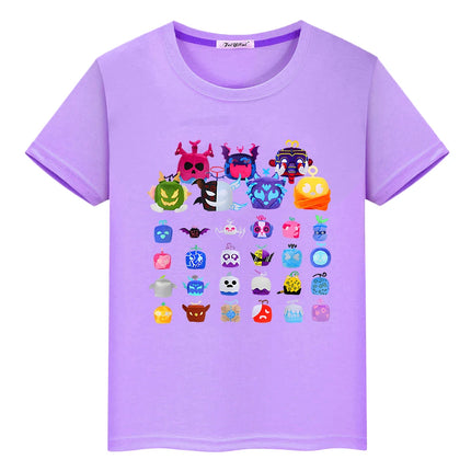 Blox Fruits New Game t shirt for kids boy 10years 100%Cotton Short Tops y2k one piece anime Tees pride tshirt kids clothes girls